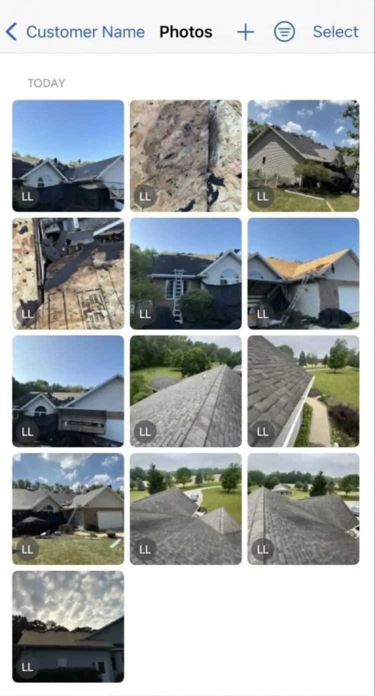 Roof inspection report with detailed damage photos