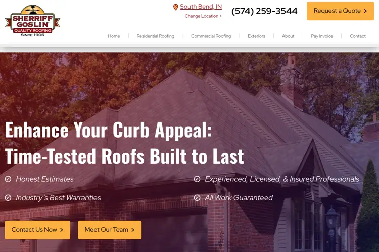Sherriff Goslin Roofing website homepage