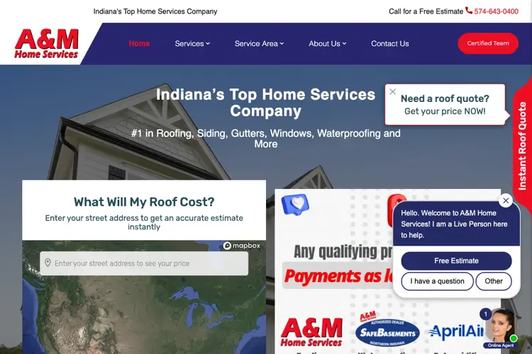 A&M Home Services website homepage