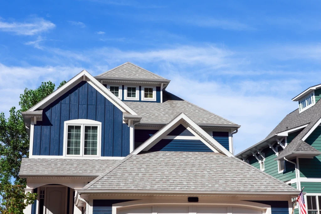 roof shingles blue siding