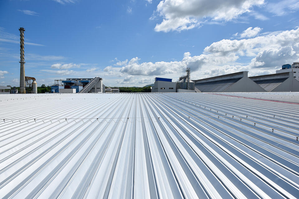 close up of commercial metal roofing