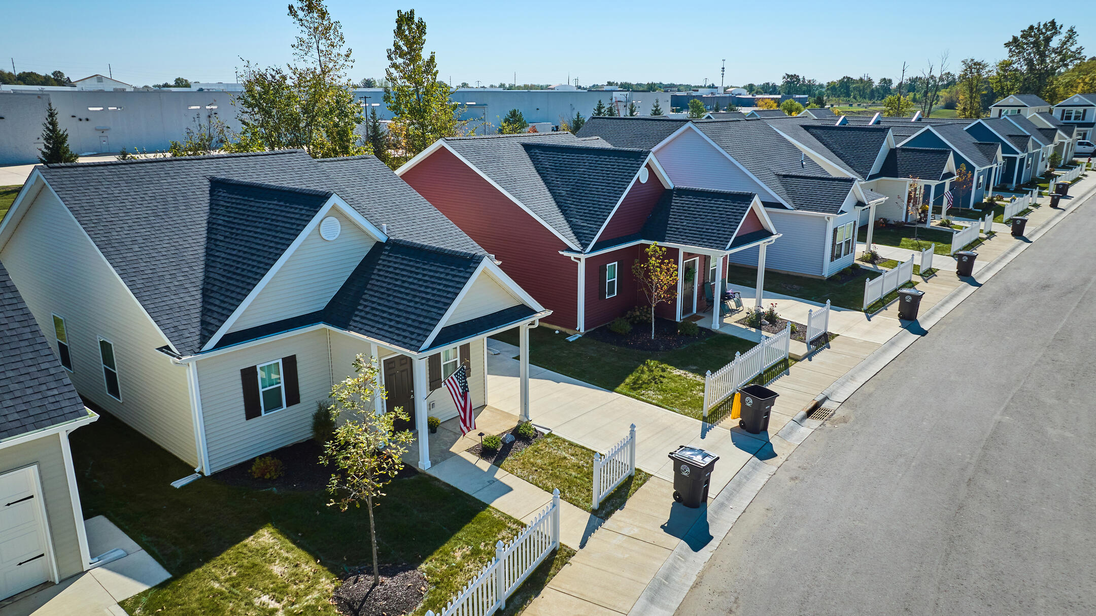 hip roof vs gable roof-neighborhood with gable roofs