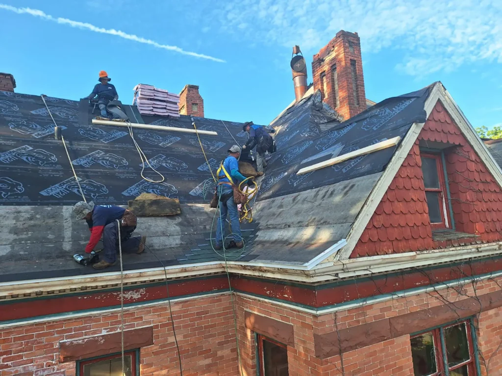 crew on roof-close up-better way roofing-shipshewana